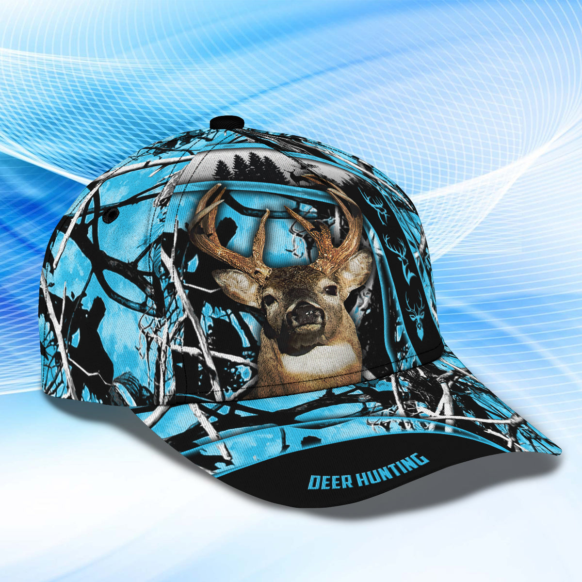 Blue Deer Hunting Camo Leaves Classic Cap, Deer Hunting Classic Cap