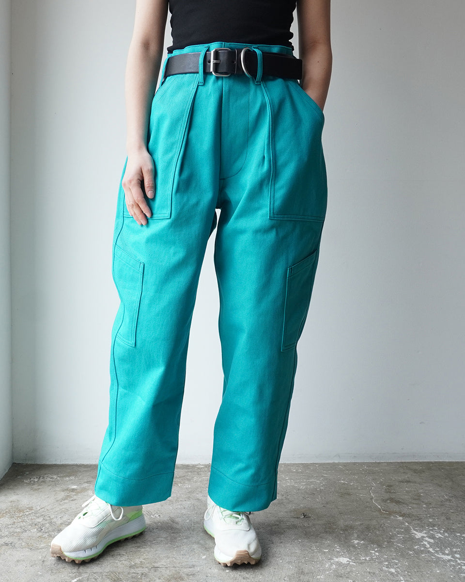 TUKI combat pants / turquoise / katsuraghi dril