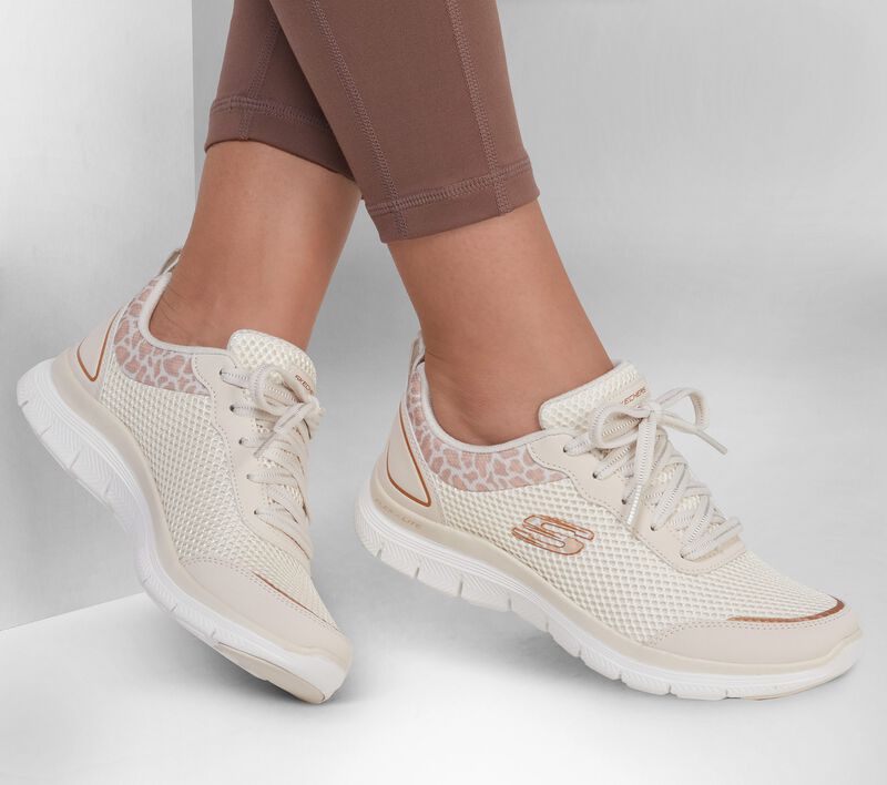 Skechers Flex Appeal 4.0 Pulse Natural/Gold – Valentino's Comfort Shoes