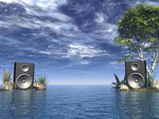 Sunken speakers on a deserted island