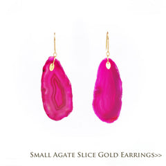 Small Agate Slice Gold Earrings