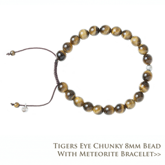 Tigers Eye Chunky 8MM Bead Bracelet with Meteorite