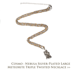Cosmo Nebula Silver Plated Large Meteorite Triple Twisted Necklace