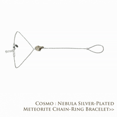 Cosmo Nebula Silver-Plated Meteorite Chain Ring Bracelet