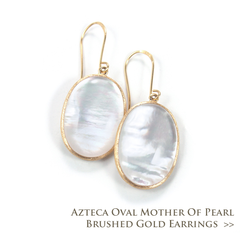 Azteca Oval Mother of Pearl Brushed Gold Earrings