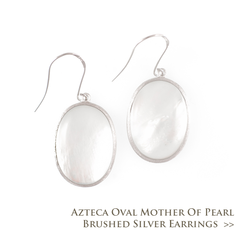 Azteca Oval Mother of Pearl Brushed Silver Earrings