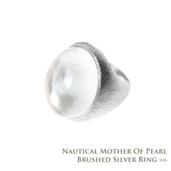 Nautical Mother of Pearl Brushed Silver Ring