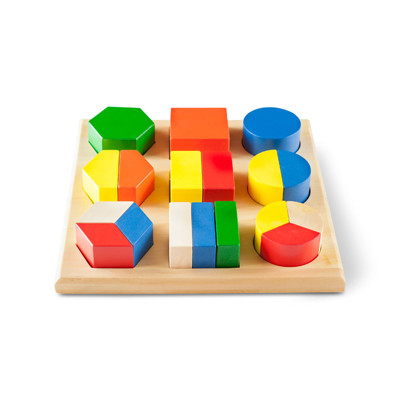 Wooden Mathematics Maths Fractions Block Puzzle 