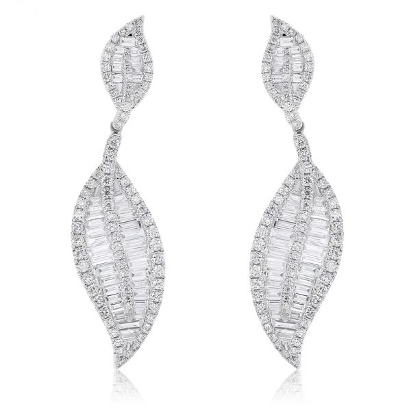 White Diamond Fashion Earrings Set in 18K White Gold - Prong Set  3.36ct/EE04700