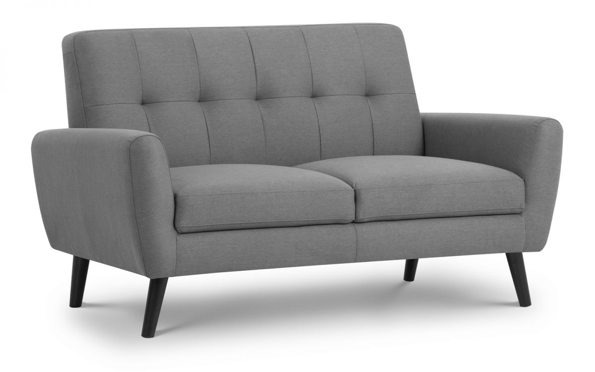 Monza Compact Retro Sofa 2 Seater 5ft 1.5m - Grey - Julian Bowen  | TJ Hughes