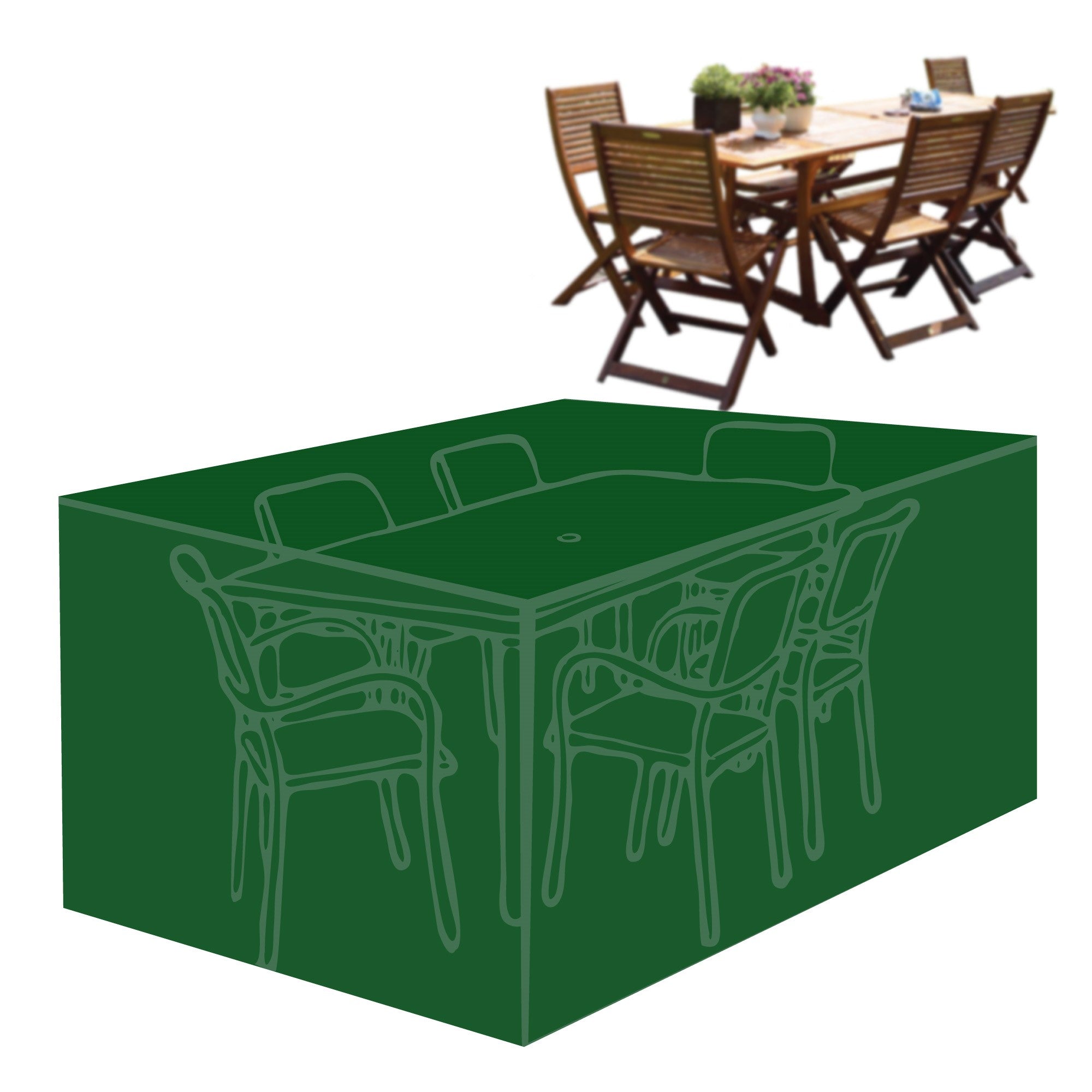 Silver & Stone Outdoor Furniture Cover for 6 Seater Rectangle 270 x 186 x 89cm Green  | TJ Hughes