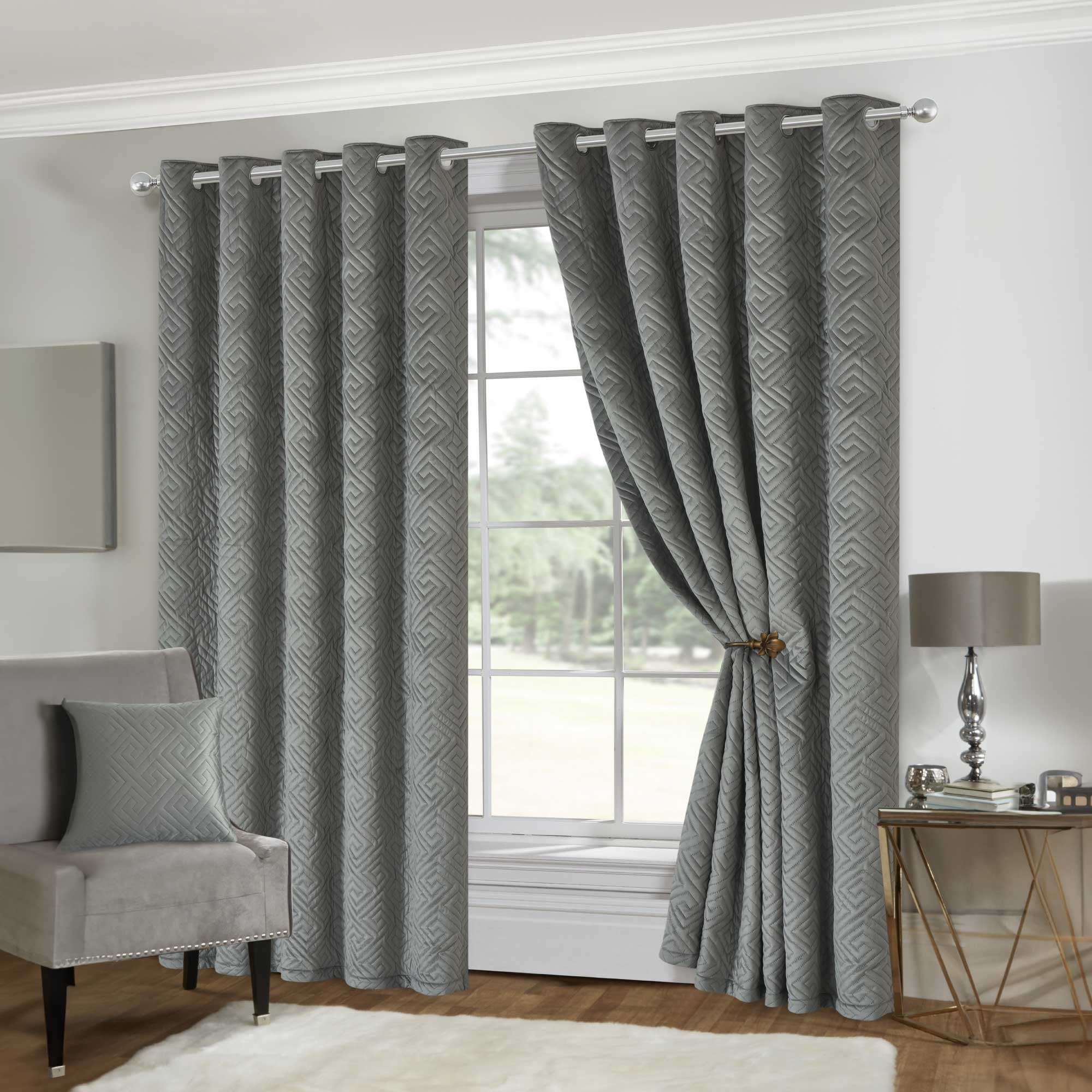 Lewis’s Pinsonic Curtains - Silver - 167cm (66") X 183cm (72")  | TJ Hughes
