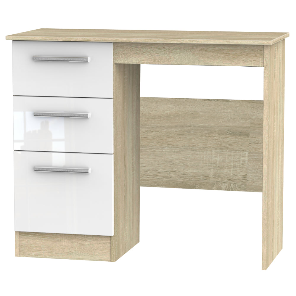 Copenhagen Ready Assembled Dressing Table  - White Gloss & Bardolino Oak - Lewis’s Home  | TJ Hughes