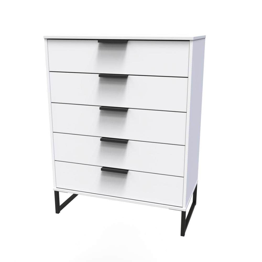 Havana Ready Assembled Chest of Drawers with 5 Drawers  - White Matt - Lewis’s Home  | TJ Hughes