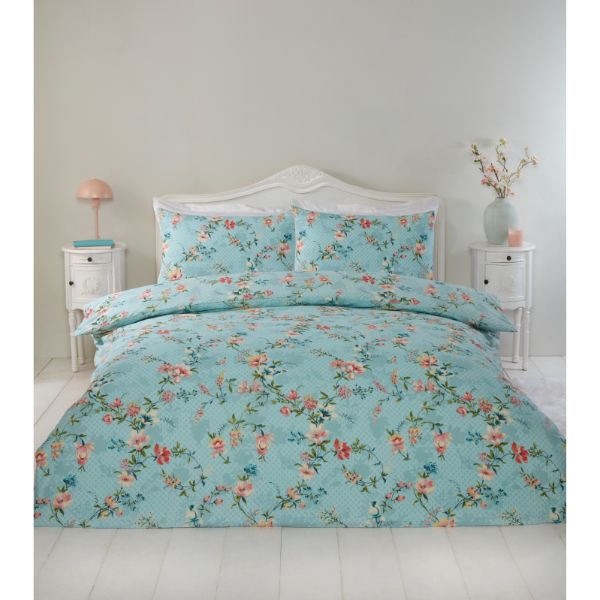 Lewis’s Botanical Duvet Set - Duck Egg - Single  | TJ Hughes