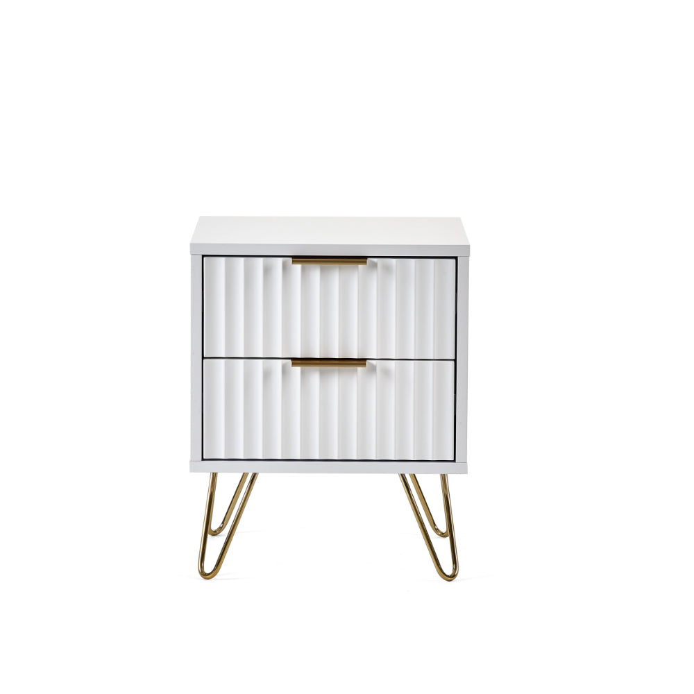 Murano Bedside Table with 2 Drawers - Matt White - Julian Bowen  | TJ Hughes