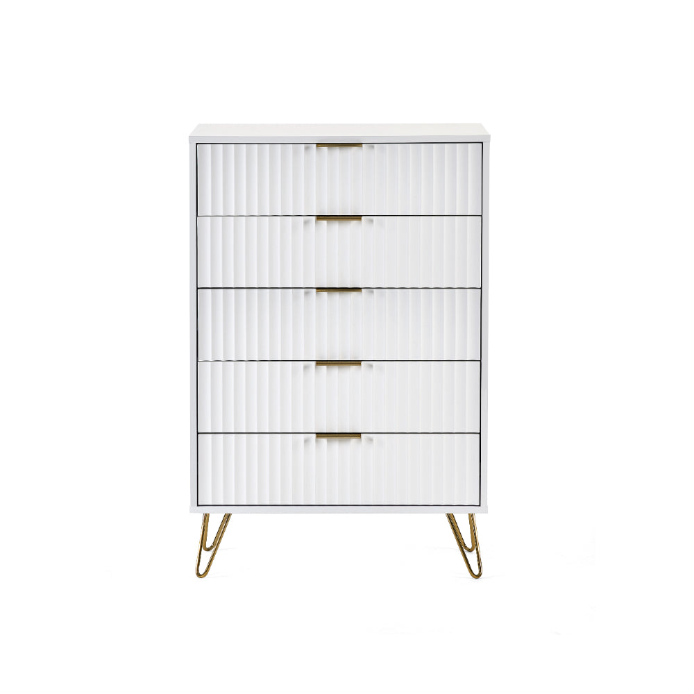 Murano Chest of Drawers with 5 Drawers 1.2m - Matt White - Julian Bowen  | TJ Hughes