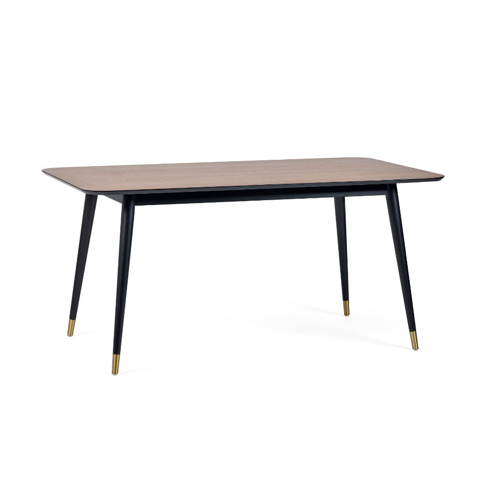 Findlay Rectangular Dining Table 1.6m - Walnut & Black - Julian Bowen  | TJ Hughes