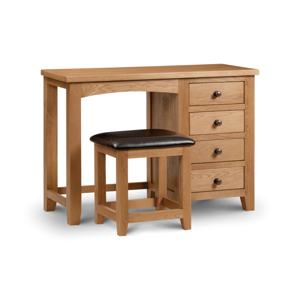 Marlborough Dressing Table with Single Pedestal 75x107cm- Oak - Julian Bowen  | TJ Hughes