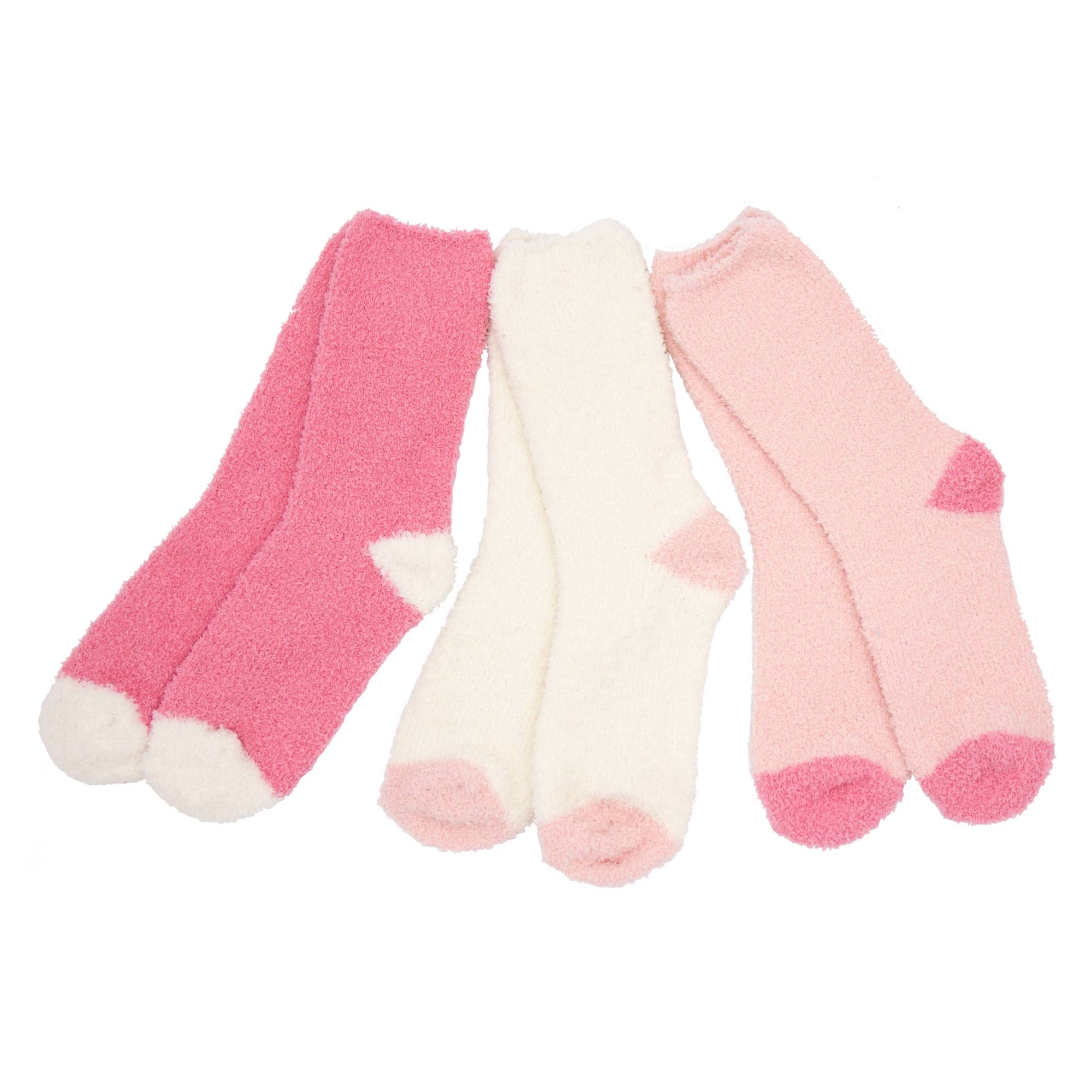 Ladies Plain Cosy Socks 3 pack - Pink - TJ Hughes