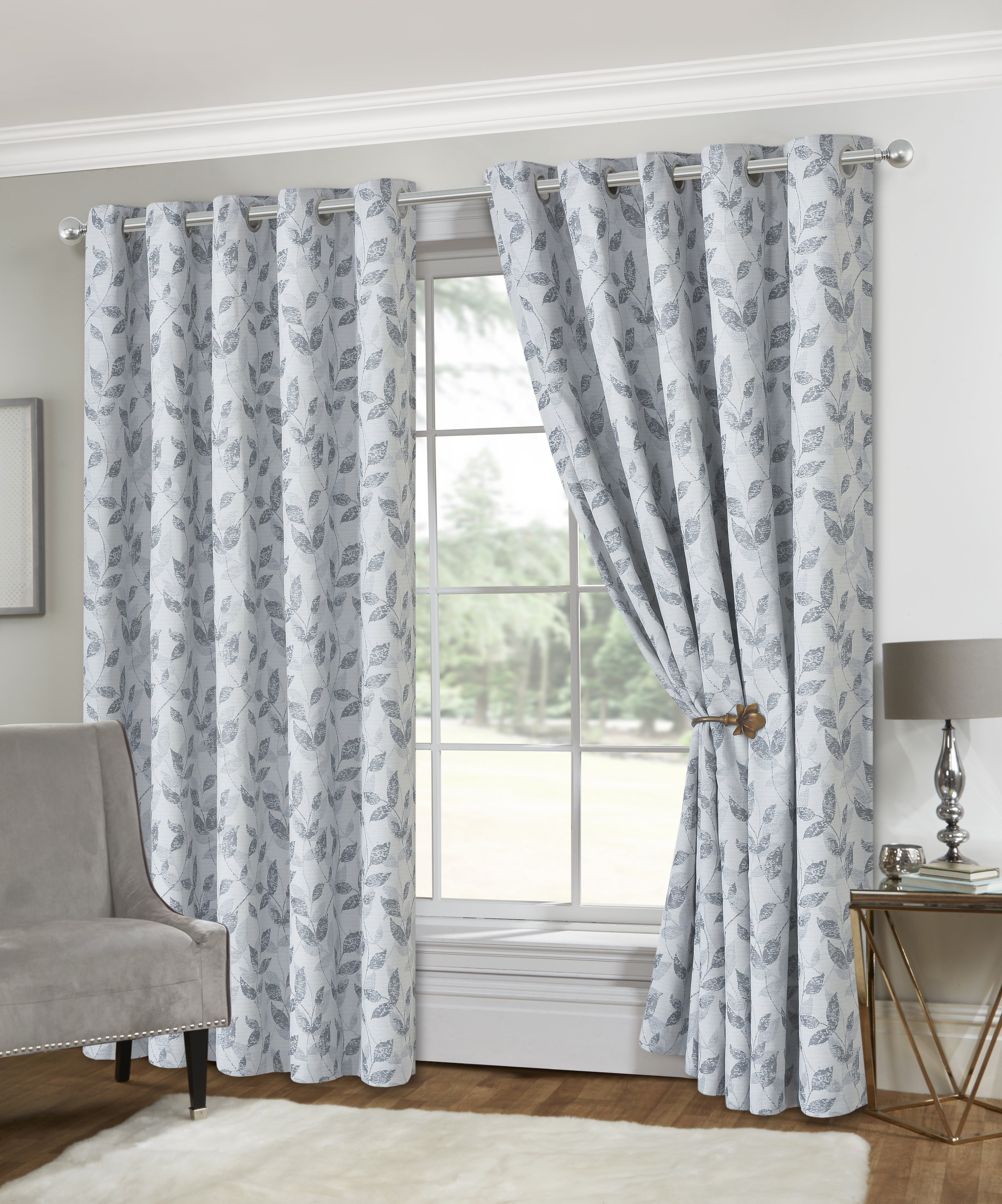 Lewis’s Alderly Eyelet Curtain - Silver - 90X90  | TJ Hughes