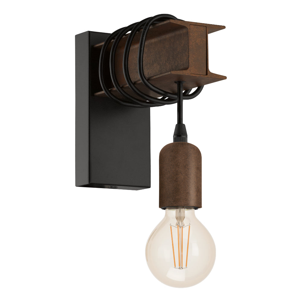 EGLO Townshend Steel Wall Light - Brown  | TJ Hughes