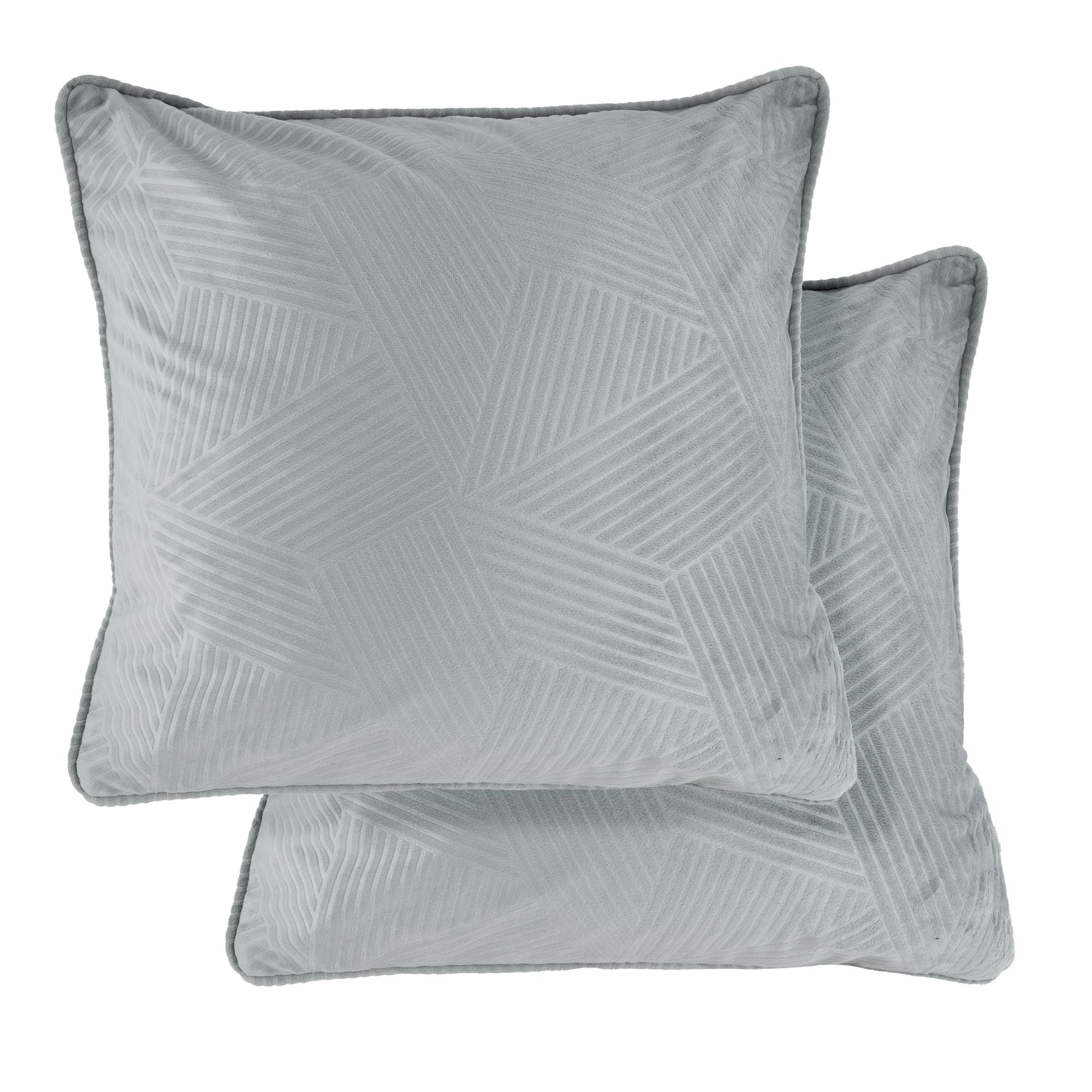 Midnight Cut Velvet Cushion - Silver - TJ Hughes