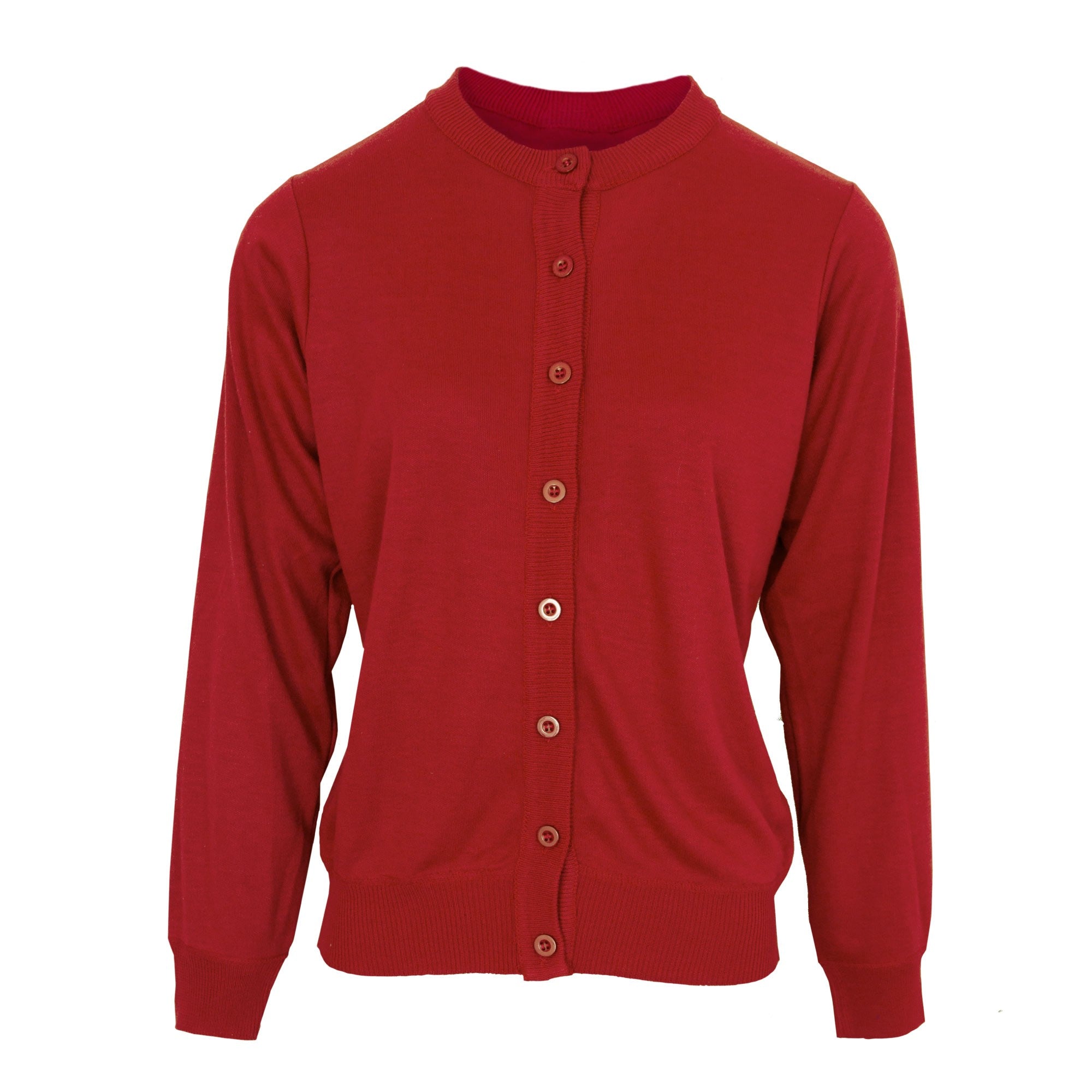 Tru Soft Touch Crew Neck Ladies Cardigan - Cerise - LARGE  | TJ Hughes