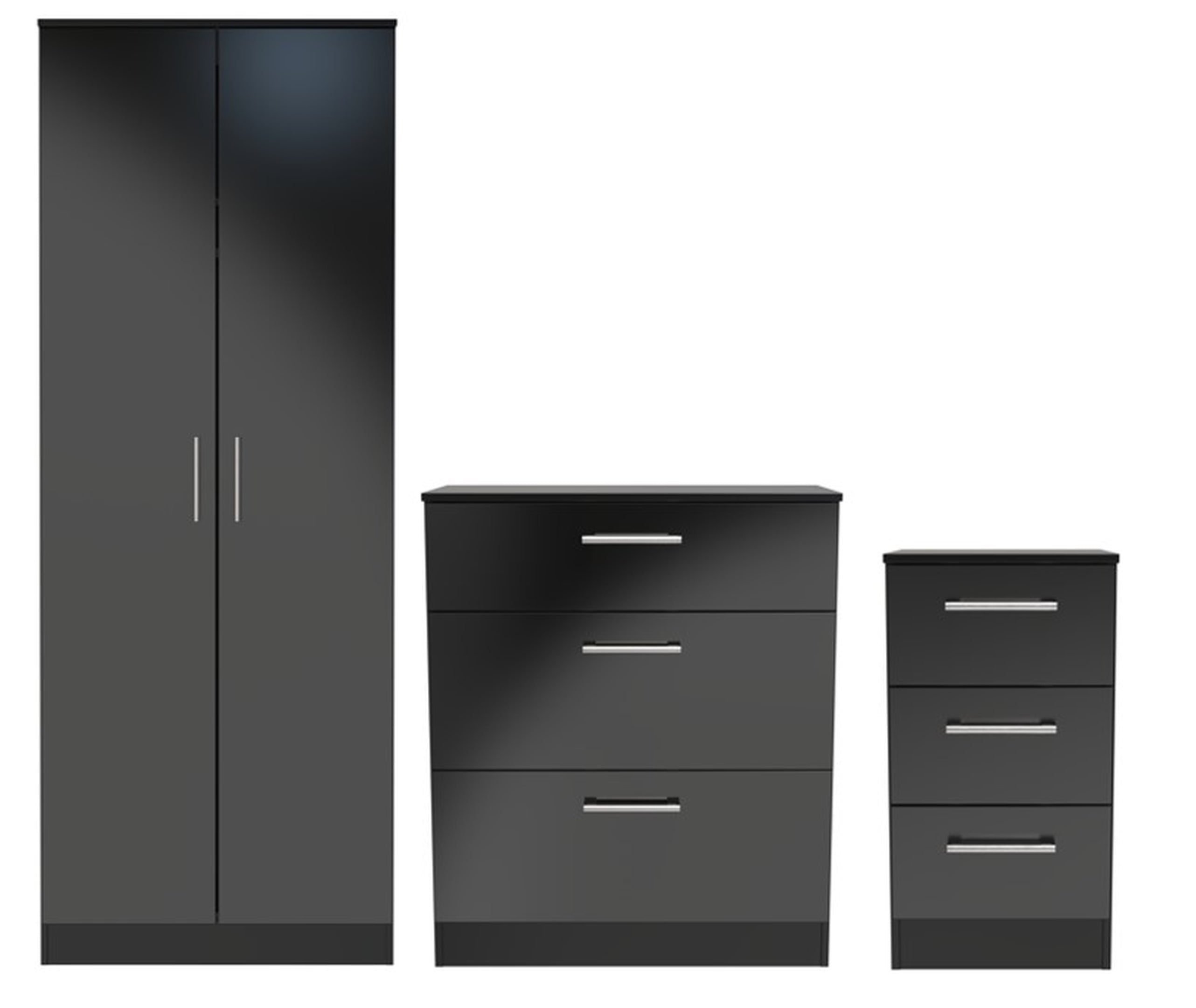 Denver Ready Assembled 3 Piece Bedroom Furniture Set - Black - Lewis’s Home  | TJ Hughes