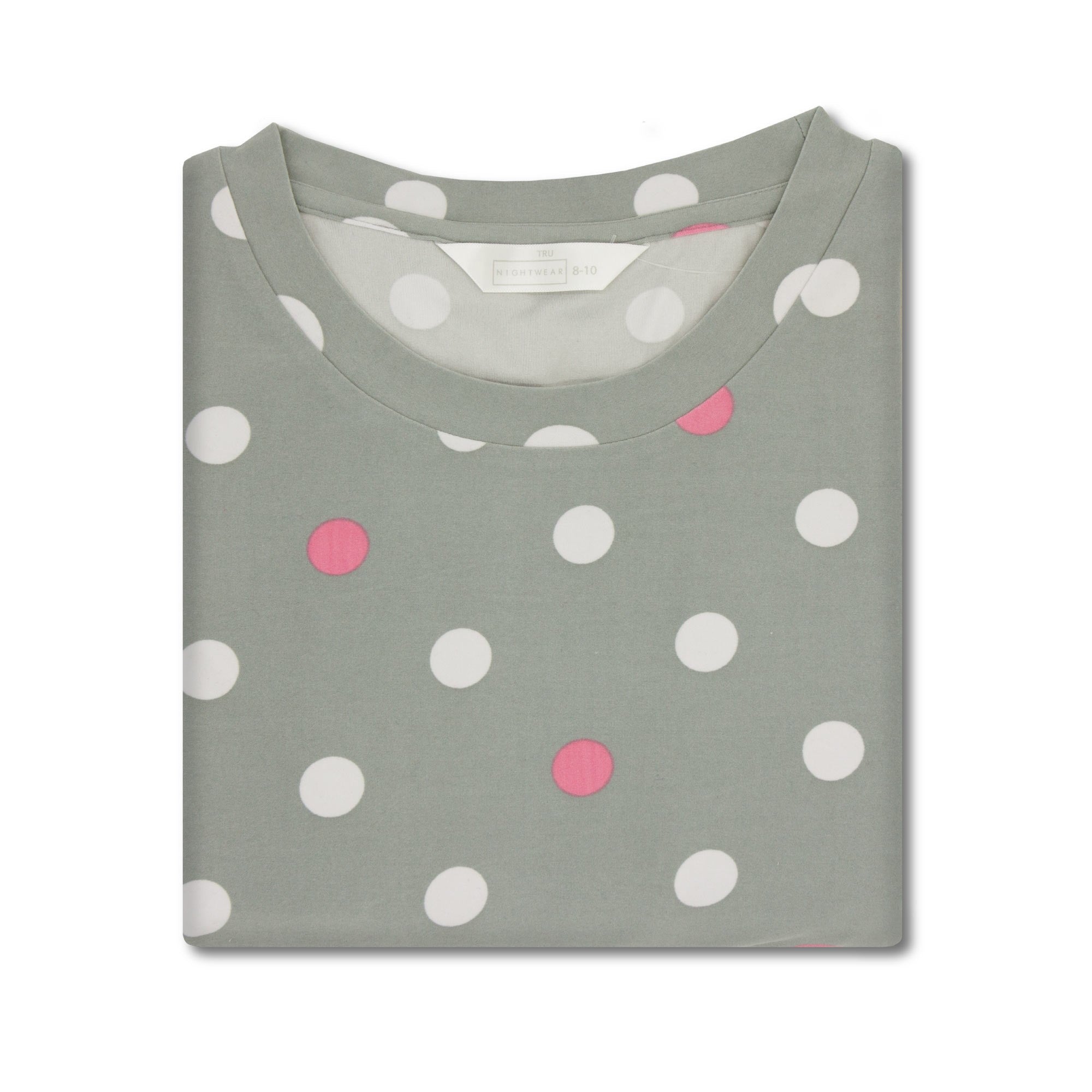 Tru Ladies Spot Jersey Pyjama - Grey - 12/14  | TJ Hughes