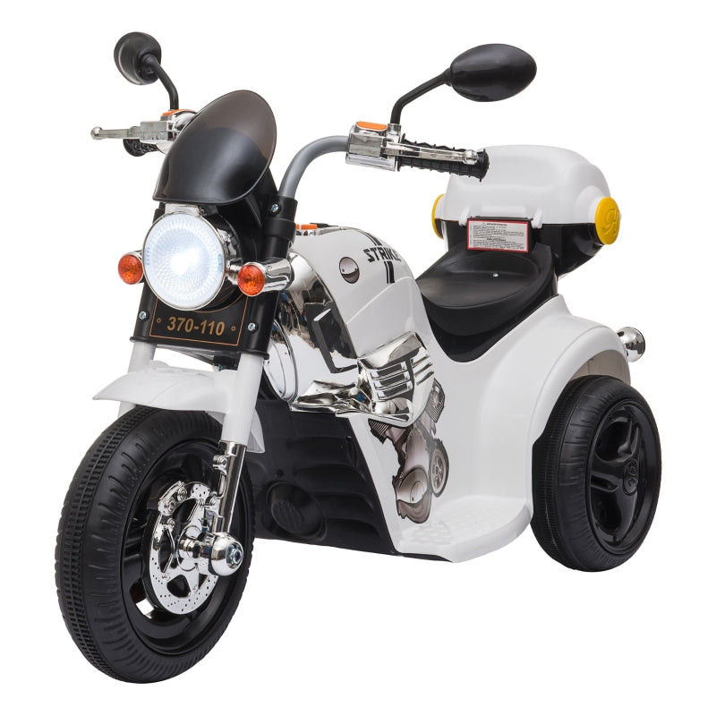 HOMCOM Kids Electric Ride On Motorcycle Bike 6v - White  | TJ Hughes