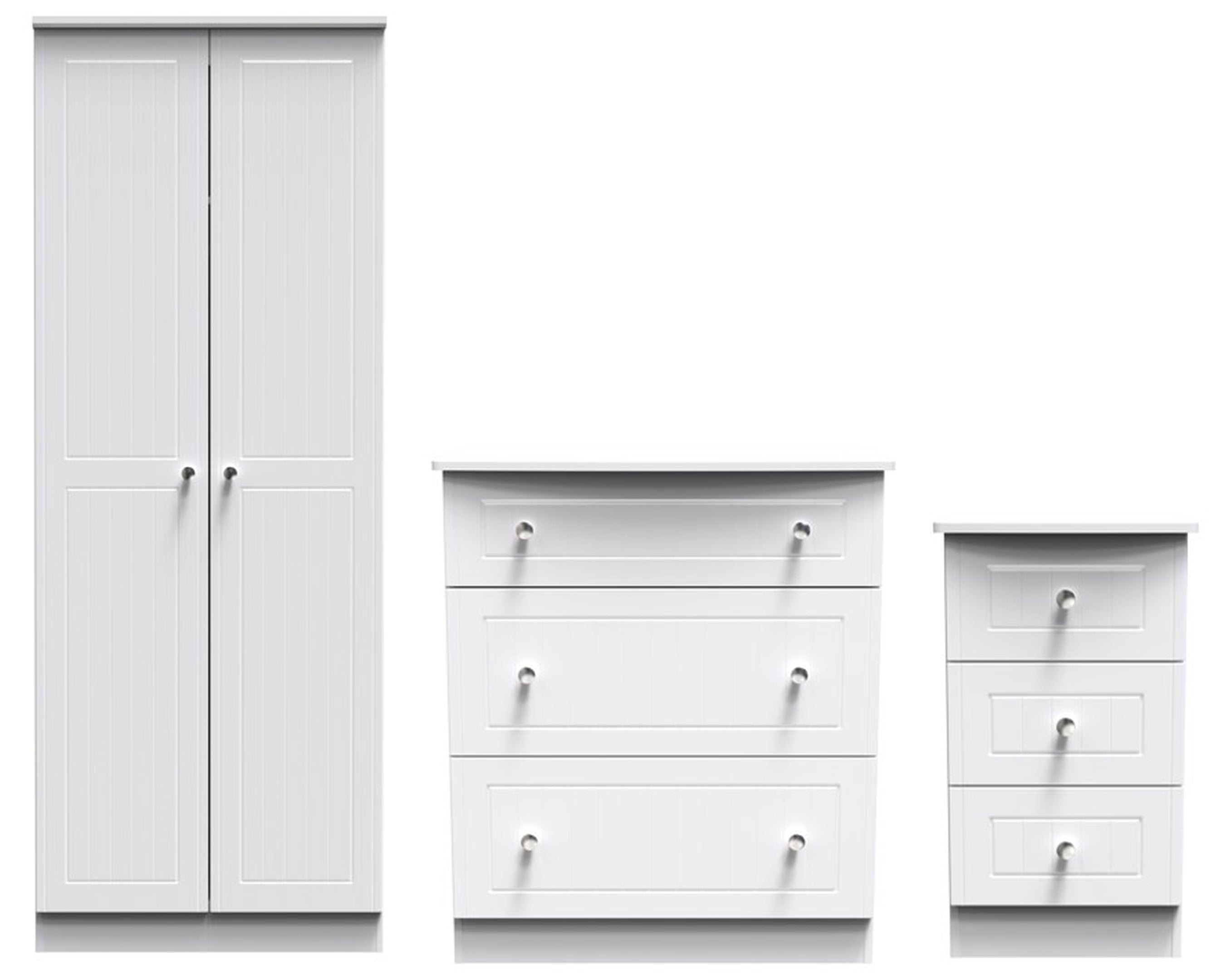 Monroe Ready Assembled 3 Piece Bedroom Furniture Set - White Matt / White - Lewis’s Home  | TJ Hughes