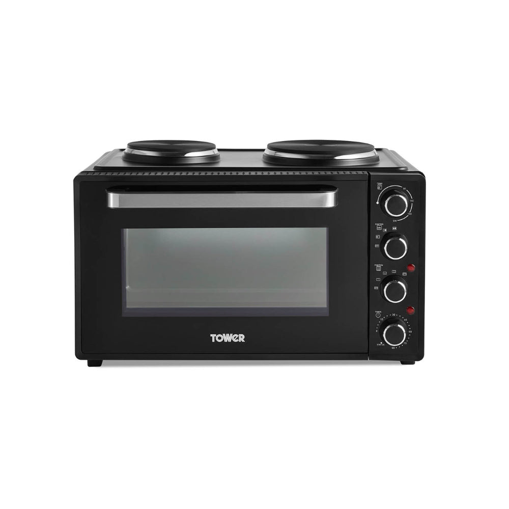 Tower Mini Oven with Hot Plates 42L  - Black  | TJ Hughes