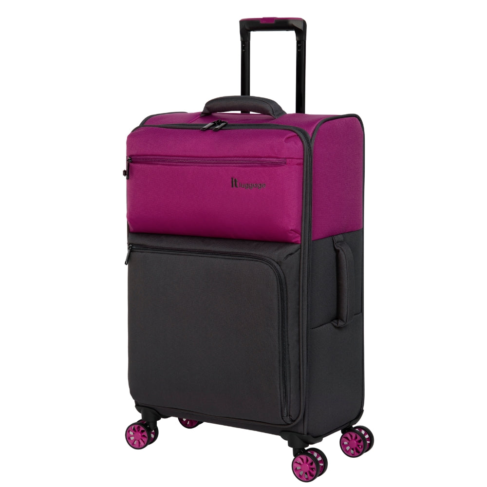 It Luggage Suitcase Megalite Duo-Tone 8 Wheel Eva Luggage - Fuchsia & Magnet - Medium  | TJ Hughes
