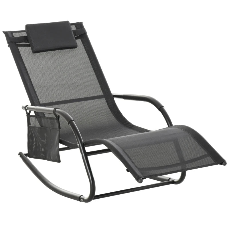 Outsunny Lounger Rocking Chair - Black  | TJ Hughes