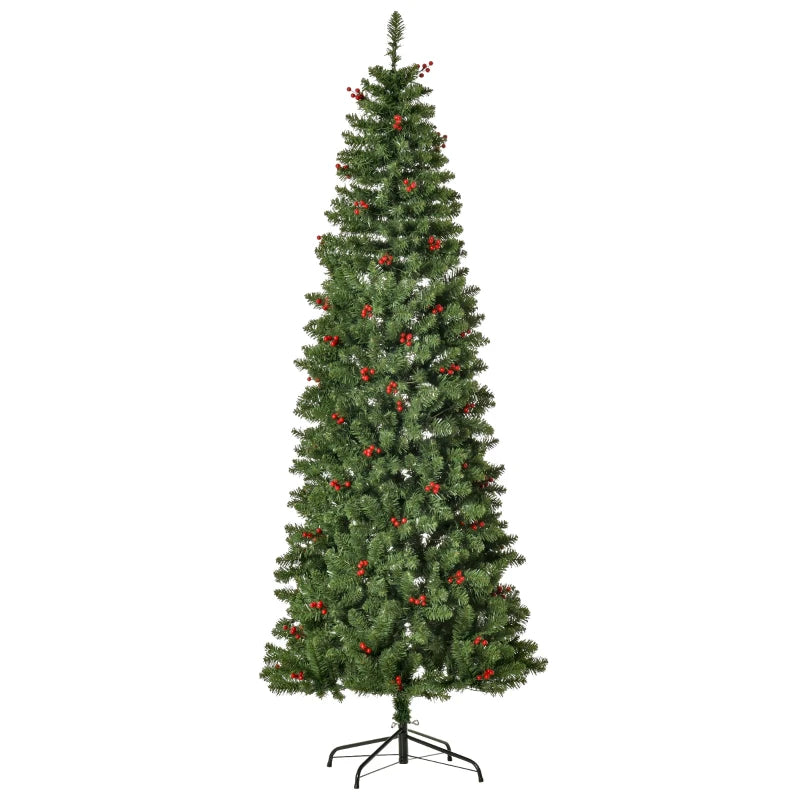 HOMCOM 7ft Green  Prelit  Artificial Pencil Christmas Tree - Christmas Time  | TJ Hughes