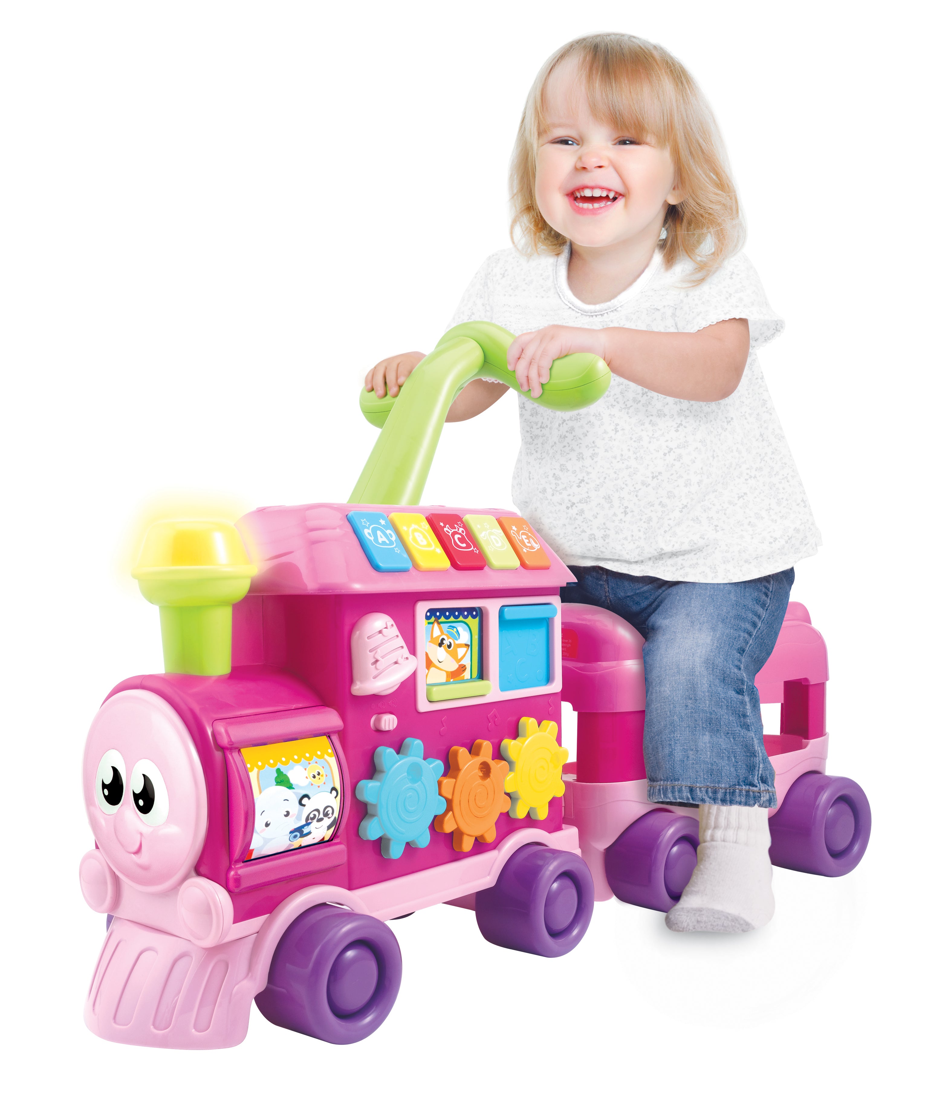 Winfun Walker Ride-On Learner Train - Pink  | TJ Hughes