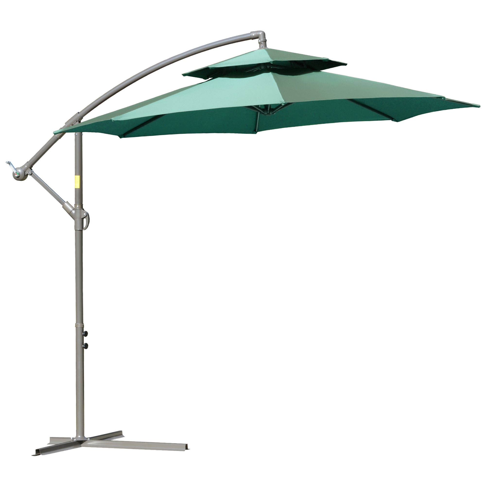 Outsunny 2.7m Cantilever Banana Parasol Outdoor Sun Shade w/ Crank - Green  | TJ Hughes