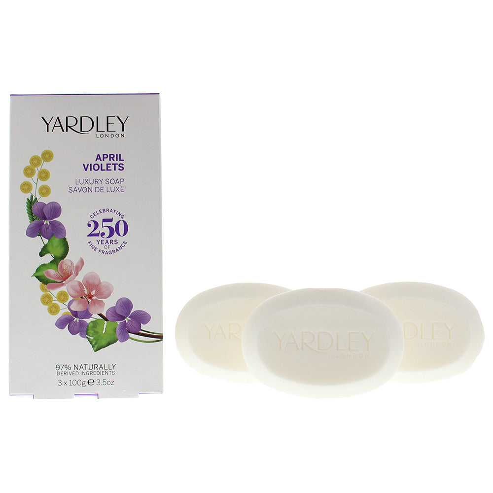 Yardley April Violets Body care Set Gift Set : Soap X 3 100g  | TJ Hughes