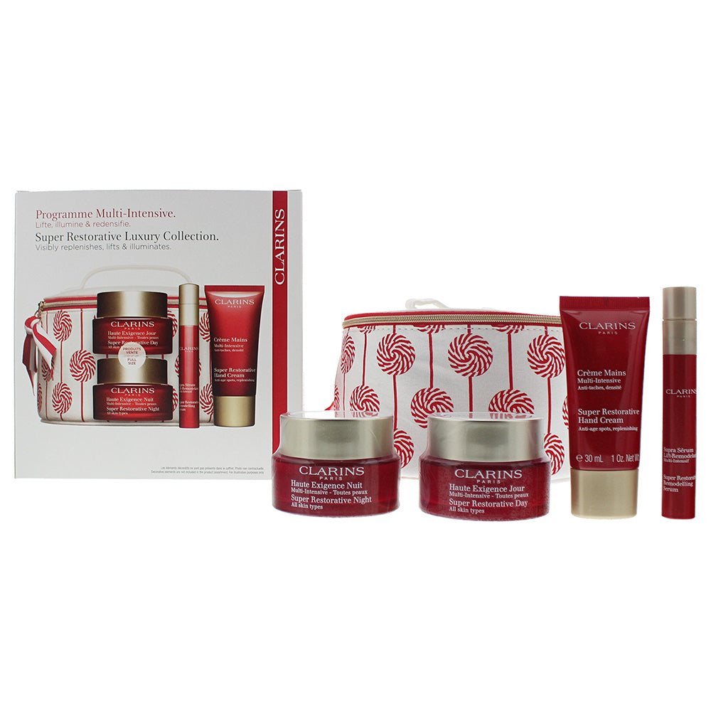 Clarins Super Restorative 5 Piece Gift Set: Day Cream 50ml - Night Cream 50ml - Remodelling Serum 10ml - Hand & Nail Cream 30ml - Vanity Case  | TJ Hu