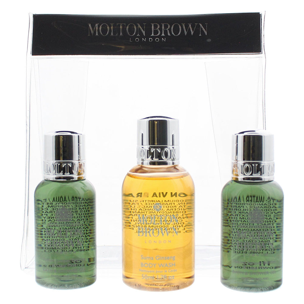 Molton Brown 3 Piece Gift Set: Suma Ginseng Body Wash 50ml - 2 x Fabled Juniper & Lapp Pine Body Wash 30ml  | TJ Hughes