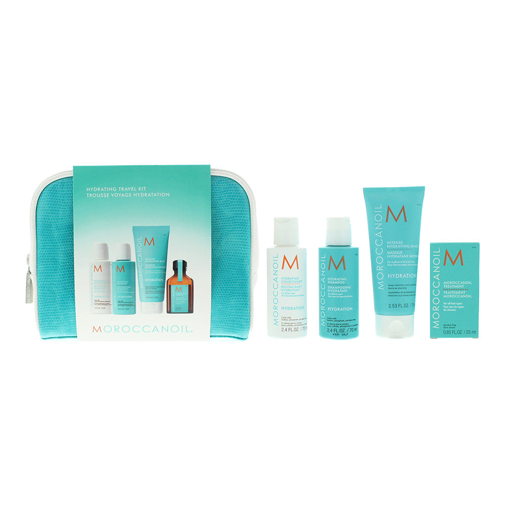 Moroccanoil 5 Piece Gift Set: Hair Oil Treatment 25ml - Hydrating Shampoo 70ml - Hydrating Conditioner 70ml - Intense Hydrating Mask 75ml - Pouch  | T