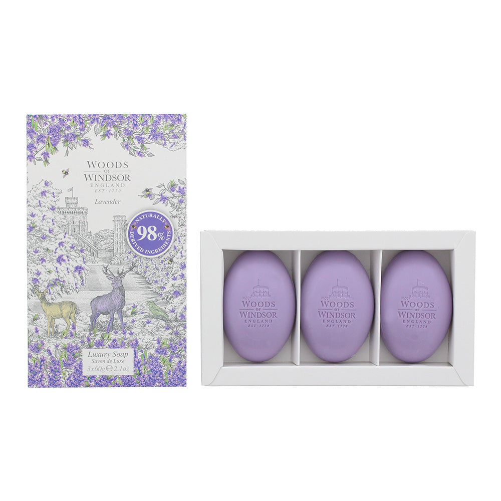 Woods Of Windsor Lavender Soap 3 X 60g  | TJ Hughes