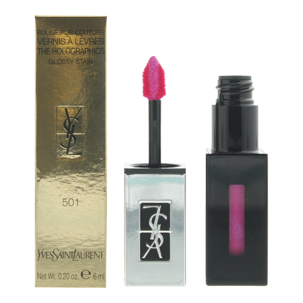 Yves Saint Laurent  Rouge Pur Couture The Holographics 501 Arcade Pink Glossy Lip Stain 6ml  | TJ Hughes