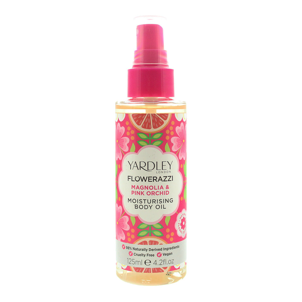 Yardley Flowerazzi Magnolia  Pink Orchid Body Oil 125ml - TJ Hughes