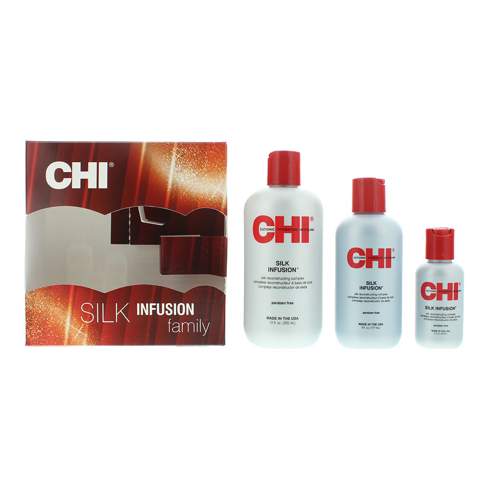 CHI Silk Infusion 3 Piece Gift Set: Leave-In Treatment 355ml - Leave-In Treatment 177ml - Leave-In Treatment 59ml  | TJ Hughes
