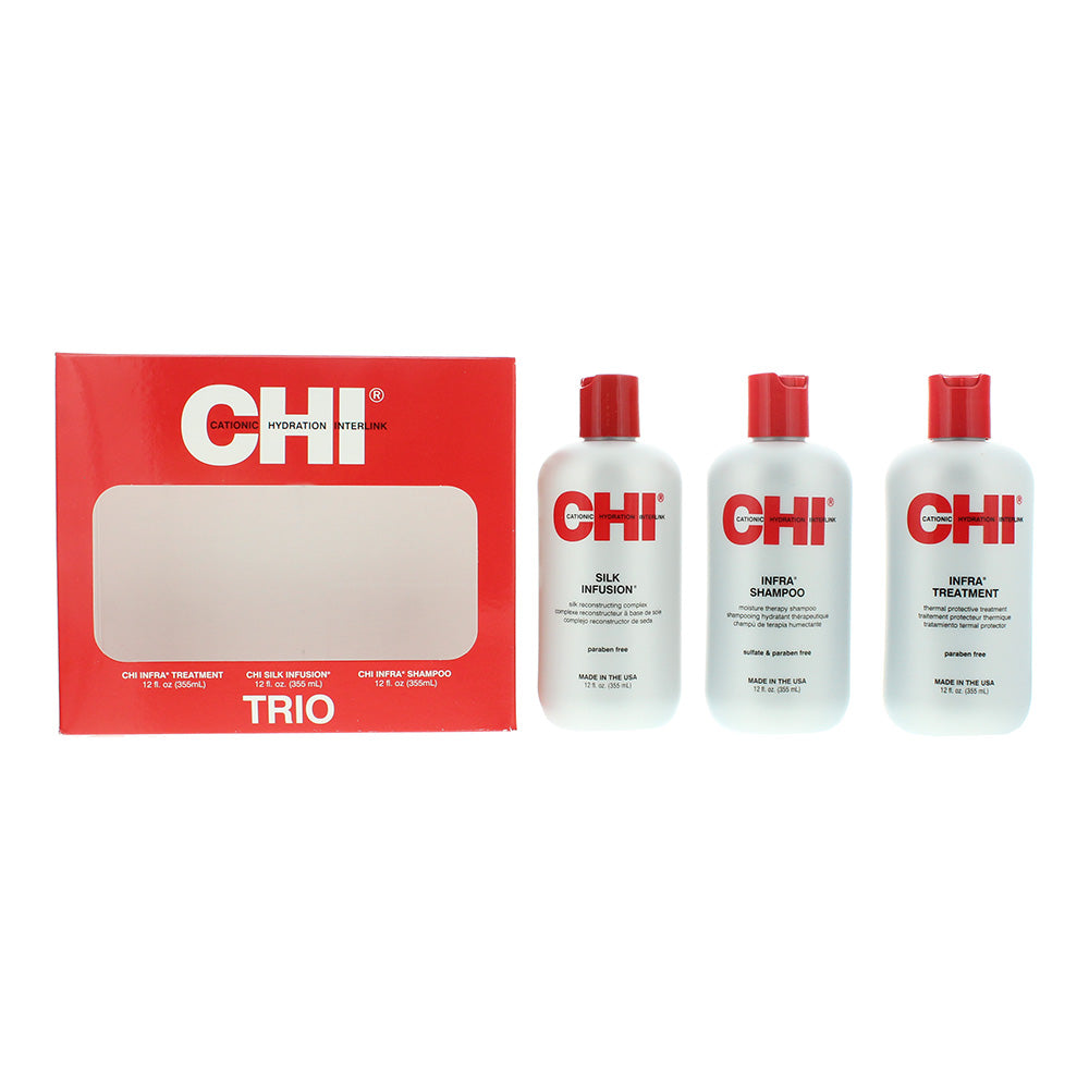 CHI Trio Kit 3 Piece Gift Set: Infra Shampoo 355ml - Infra Treatment 355ml - Silk Infusion 355ml  | TJ Hughes