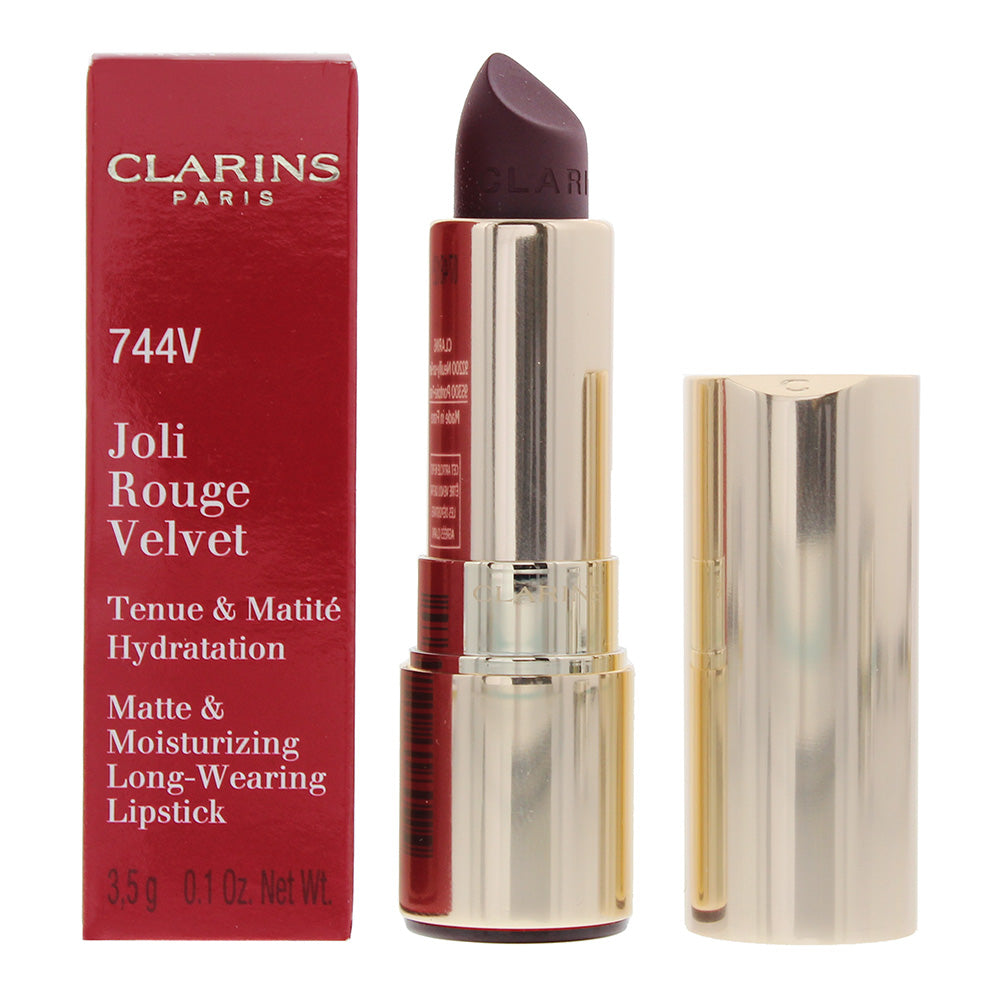 Clarins Joli Rouge Velvet Matte and Moisturising Long Wearing Lipstick 744V Plum 3.5g  | TJ Hughes