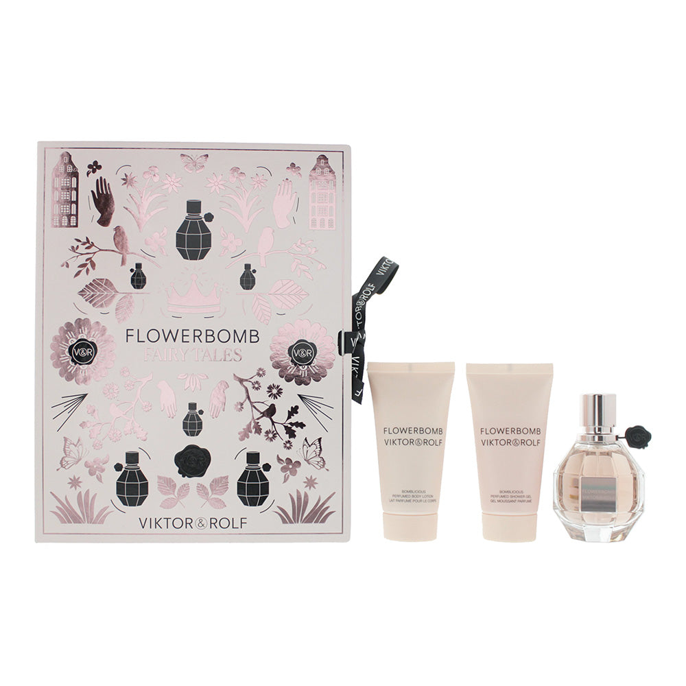 Viktor & Rolf Flowerbomb 3 Piece Gift Set: Eau De Parfum 50ml - Shower Gel 50ml - Body Lotion 50ml  | TJ Hughes