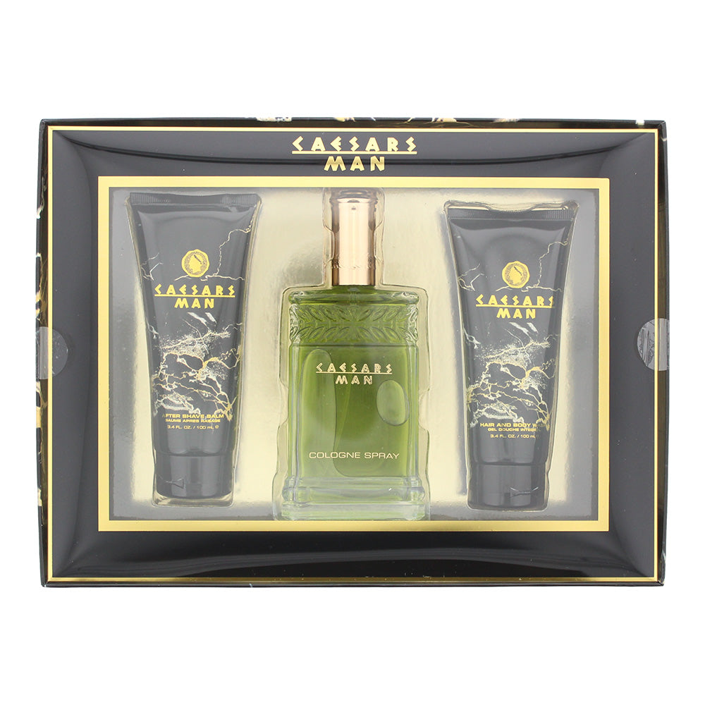 Caesars Man 3 Piece Gift Set: Cologne Spray 120ml - Hair & Body Wash 100ml - Aftershave Balm 100ml  | TJ Hughes
